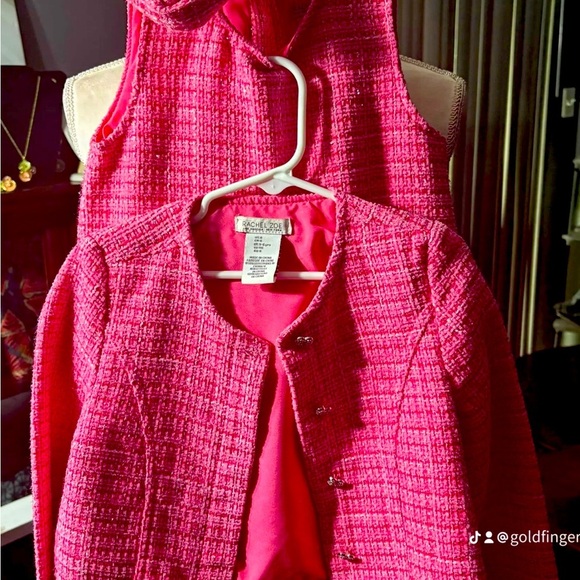 NWOT Rachel Zoe 3 Piece Matching Pink Boucle Dress Ensemble W Jacket Sz 6 - Picture 11 of 16
